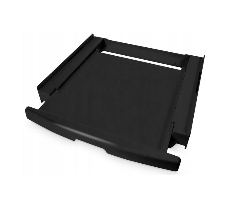 Washing machine and dryer stacking kit with drawer and strap, black