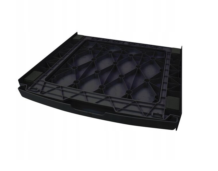 Washing machine and dryer stacking kit with drawer and strap, black