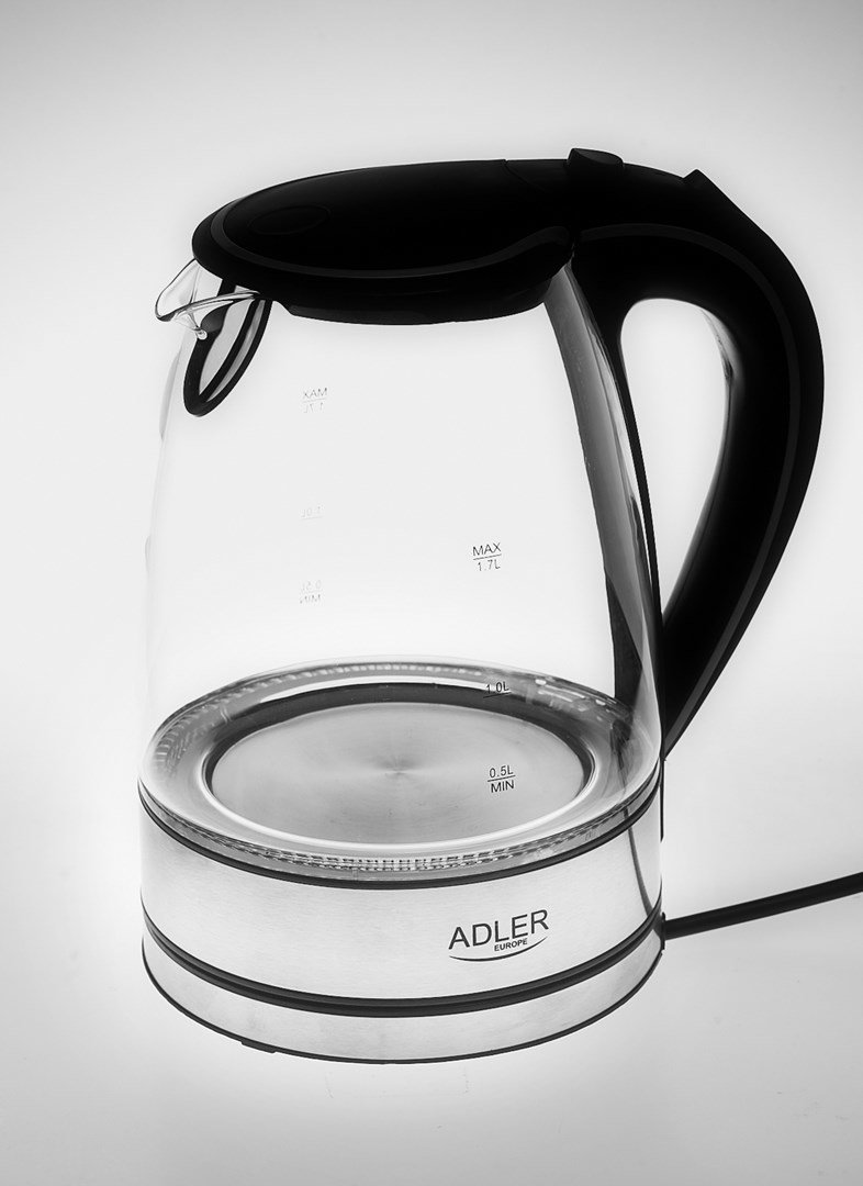 Adler AD 1225 electric kettle 1.7 L Black,Stainless steel,Transparent 2200 W