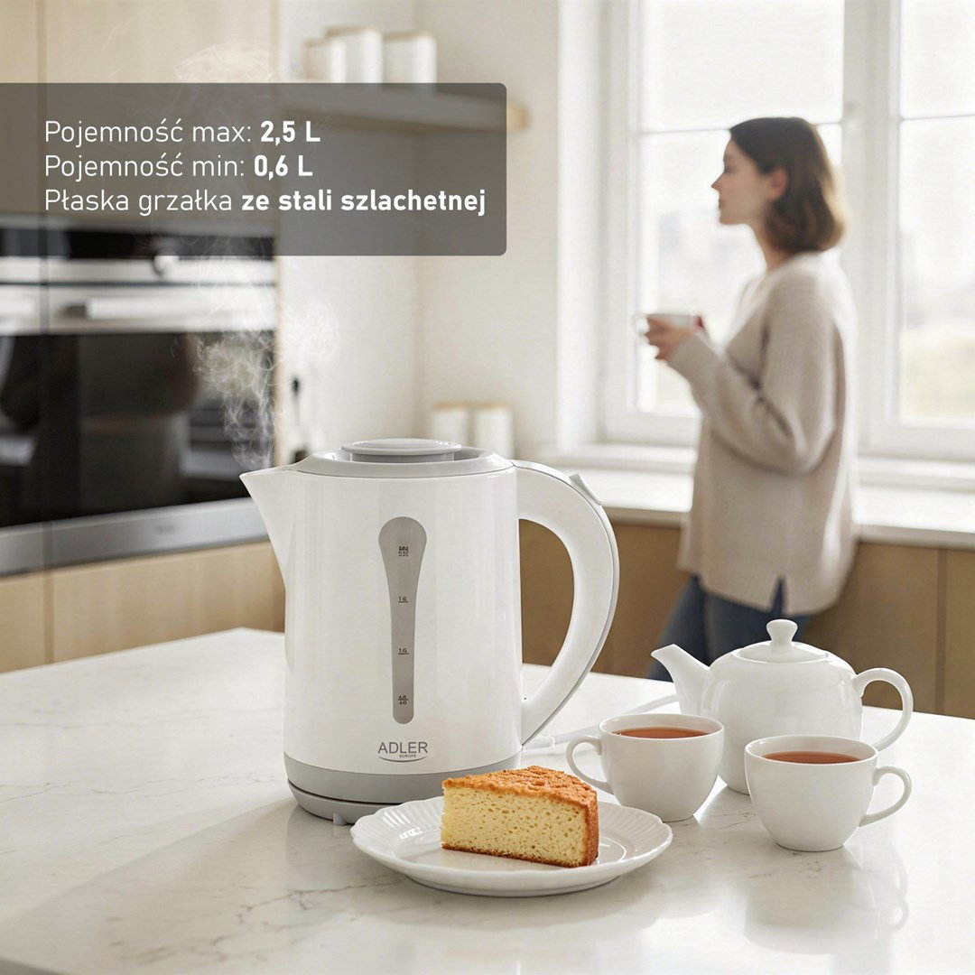 Adler AD 1244 electric kettle 2.5 L 2200 W white and blue