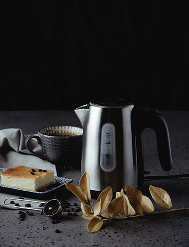 Adler AD 1273 electric kettle 1 L 1200 W Black, Hazelnut, Stainless steel