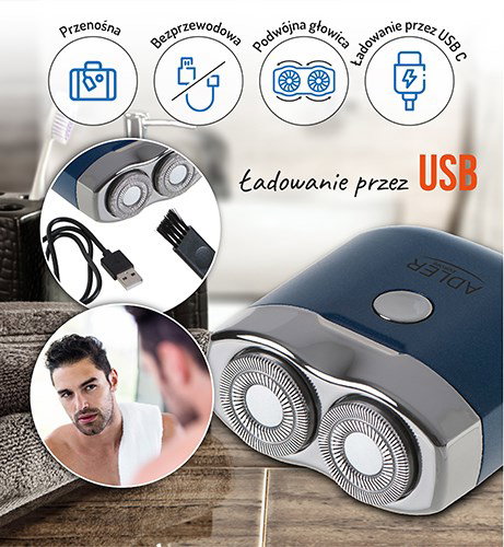 Adler AD 2937 men s shaver Rotation shaver Blue