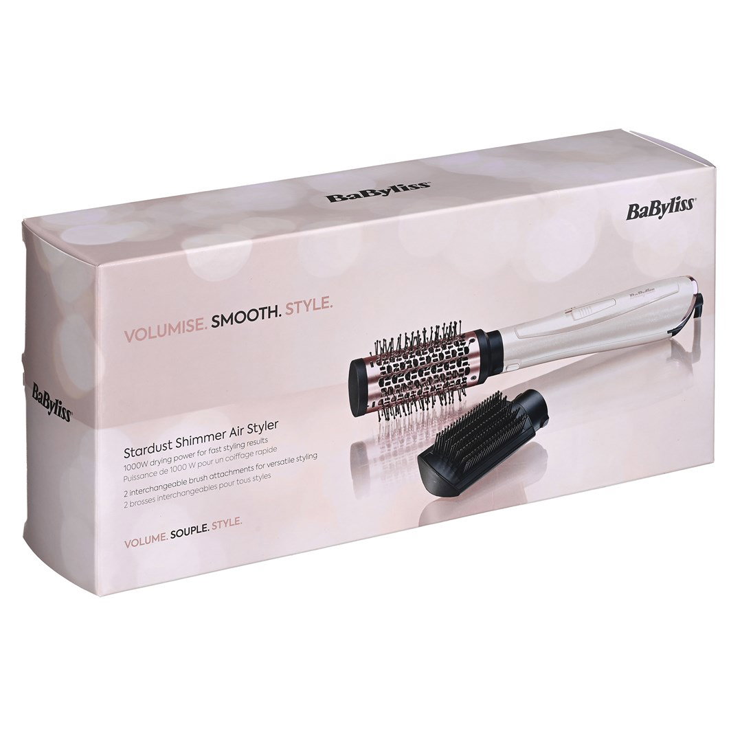 BaByliss AS914PE hair styling tool Straightening brush Warm Black, Rose gold 1000 W 2.5 m