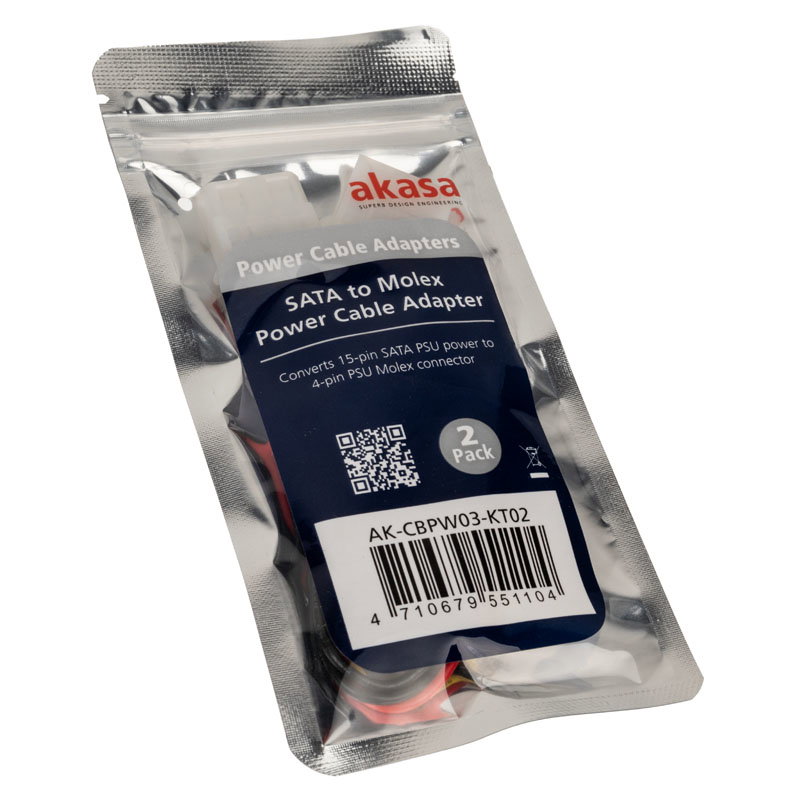 Akasa SATA zu Molex Adaptercable - 2 Stck