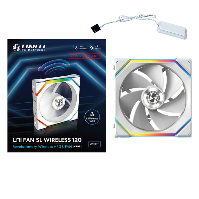 Lian Li UNI FAN SL Wireless ARGB PWM fan - Reverse Blade, 120 mm, white