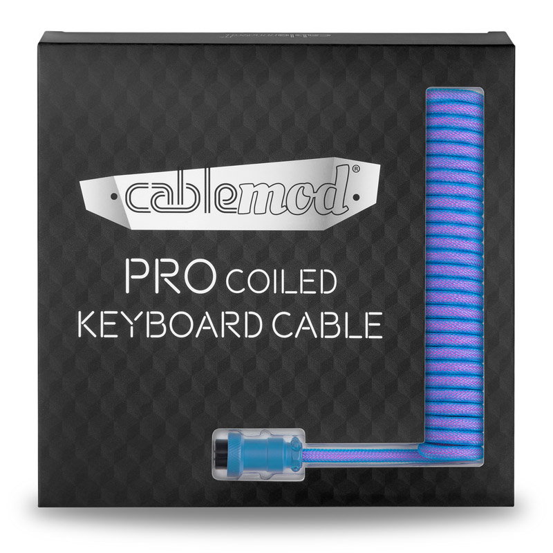 CableMod PRO Coiled Keyboard Cable USB-C to USB Type A, Galaxy Blue - 150cm