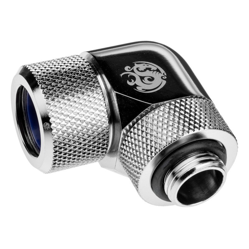 Bitspower Advanced Adapter 90 Grad G1/4 inches AG auf 14mm AD Hardtube - drehbar, silver