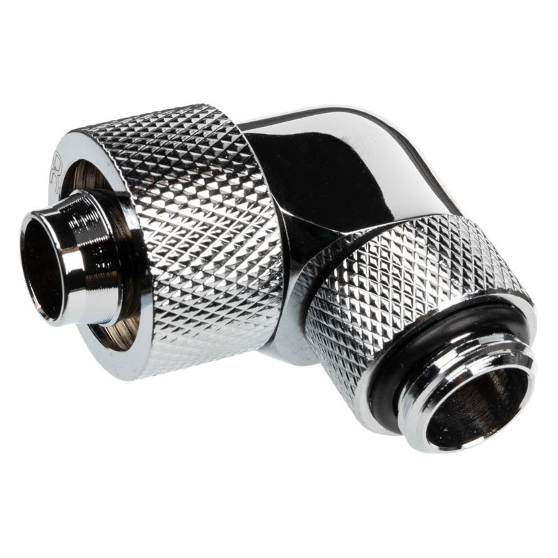 Alphacool Eiszapfen Anschluss 90 Grad G1/4 inches AG auf 16/10mm - drehbar, chrome silver