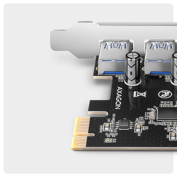 AXAGON PCEU-430RS Erweiterungskarte, PCIe 4.0 x1, 4x USB 3.0 - black
