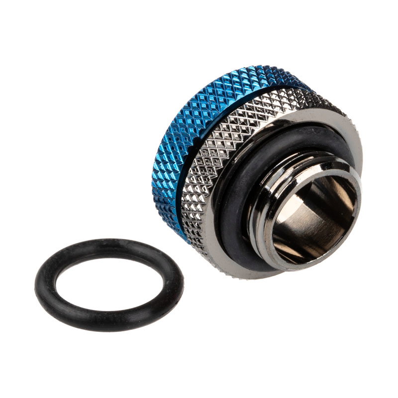 Bitspower Multi-Link Adapter Anschluss gerade G1/4 inches AG auf 12mm AD Hardtube - black glossy/blue
