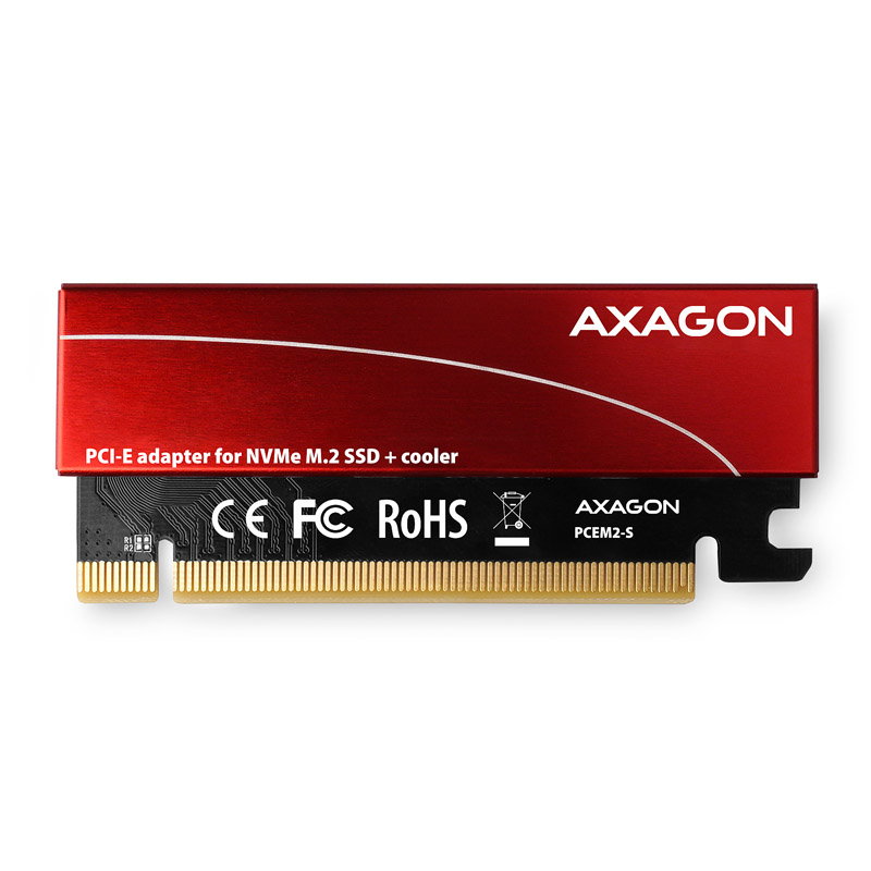 AXAGON PCEM2-S PCIe-3.0-x16-Adapter, 1x M.2-NVMe-SSD, bis 2280 - passive Khlung