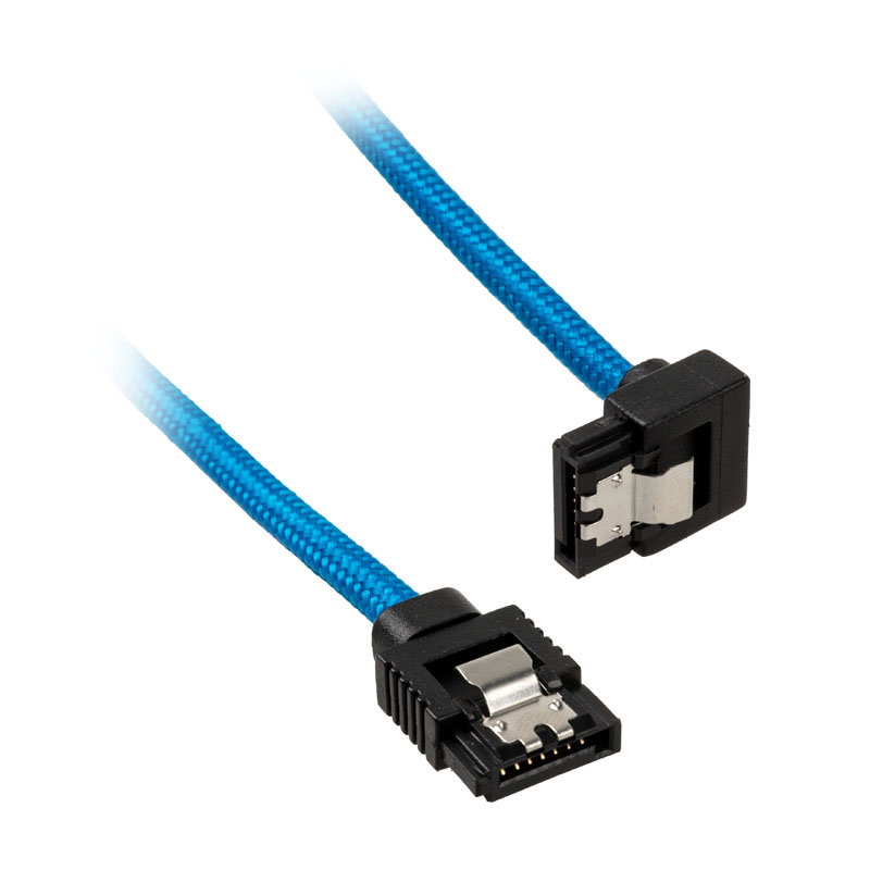 Corsair Premium Sleeved SATA-cable gewinkelt, blue 30cm - 2er Pack