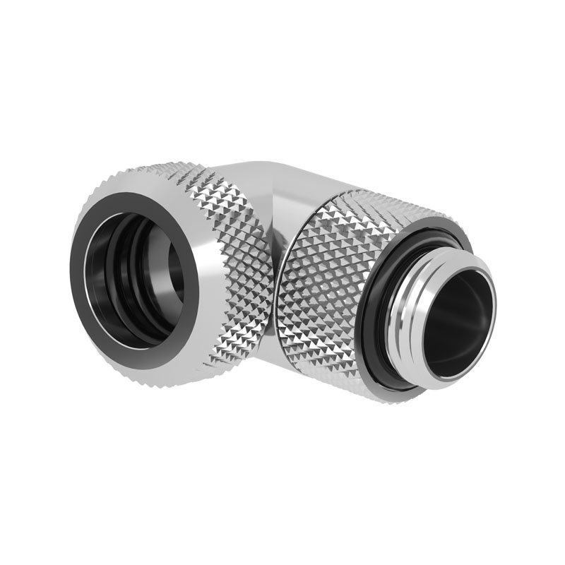 Barrow Multi-Link Adapter Anschluss 90 Grad G1/4 inches AG auf 12mm AD Hardtube - drehbar, silver