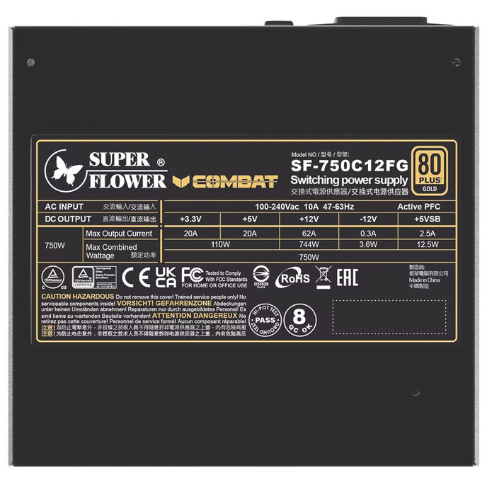 Super Flower Combat FG 80 PLUS gold, ATX 3.1, modular - 750 Watt