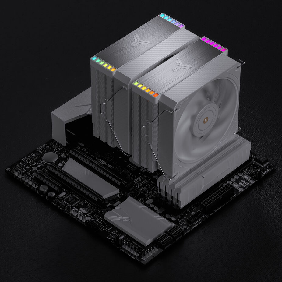 Jonsbo HX6280 CPU-cooler, PWM, RGB - 130mm, white