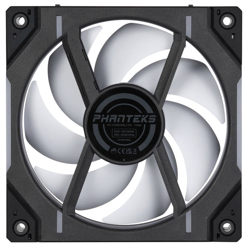 PHANTEKS D30 PWM Reverse Airflow D-RGB fan, triple pack - 120mm, black