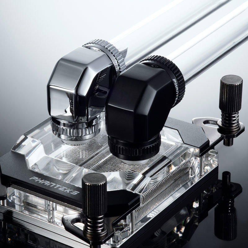 PHANTEKS Glacier redary Hard-Tube Fitting 16mm 45 Grad G1/4 - chrome, drehbar