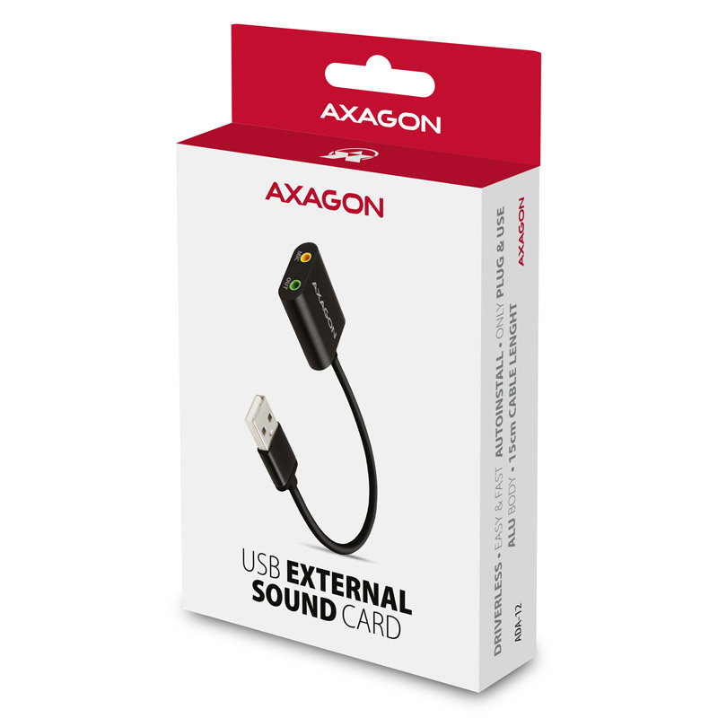 AXAGON ADA-12 USB 2.0, Stereo Audio Mini-Adapter, 15 cm cablelnge