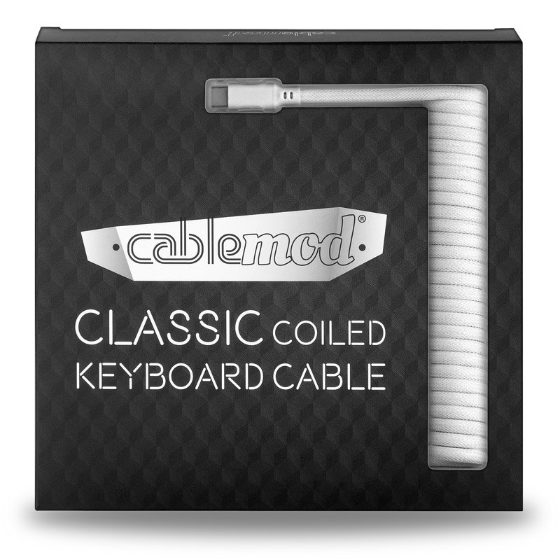 CableMod Classic Coiled Keyboard Cable USB-C to USB Type A, Glacier White - 150cm