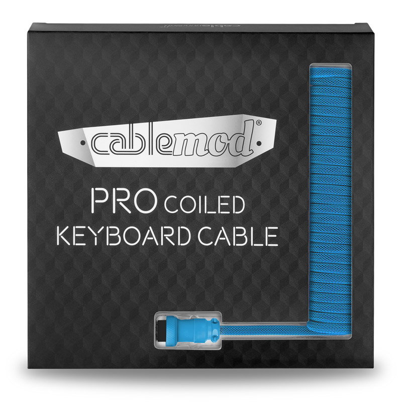CableMod PRO Coiled Keyboard Cable USB-C to USB Type A, Specturm Blue - 150cm
