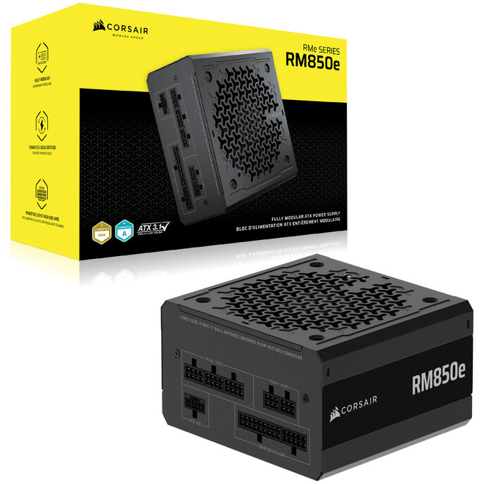 Corsair RMe Series RM850e 80 PLUS gold power supply, modular, ATX 3.1, PCIe 5.1 - 850 Watt