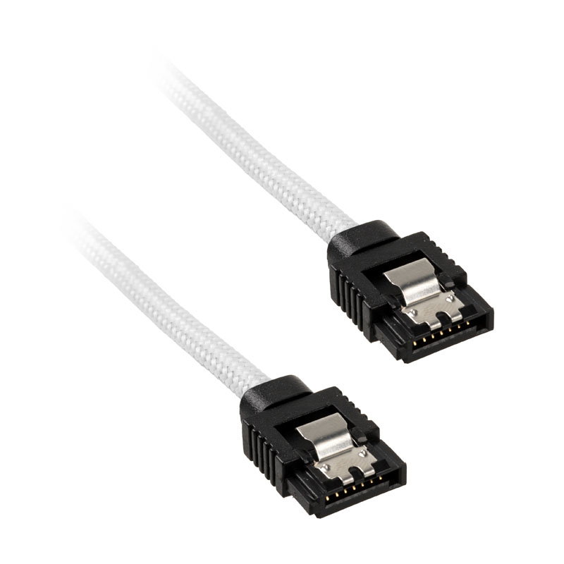 Corsair Premium Sleeved SATA-cable, white 60cm - 2er Pack