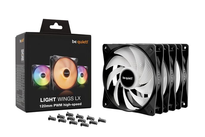 be quiet! Light Wings LX ARGB PWM High Speed fan, Triple Pack - 120mm, black