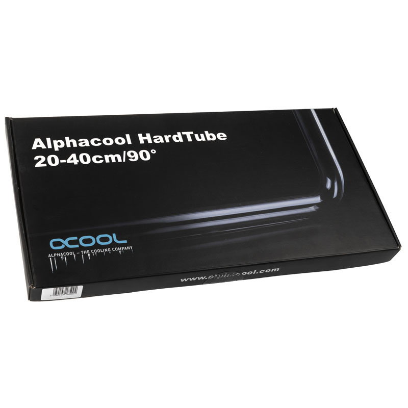 Alphacool HardTube 16/11mm Borosilikatglas 90 Grad Winkel 20/40cm - clear
