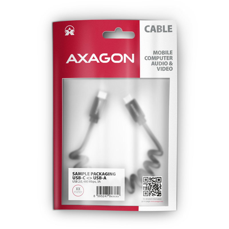 AXAGON BUCM-CM10TB Twister-cable, USB-C auf USB-C 2.0, black - 0,6m