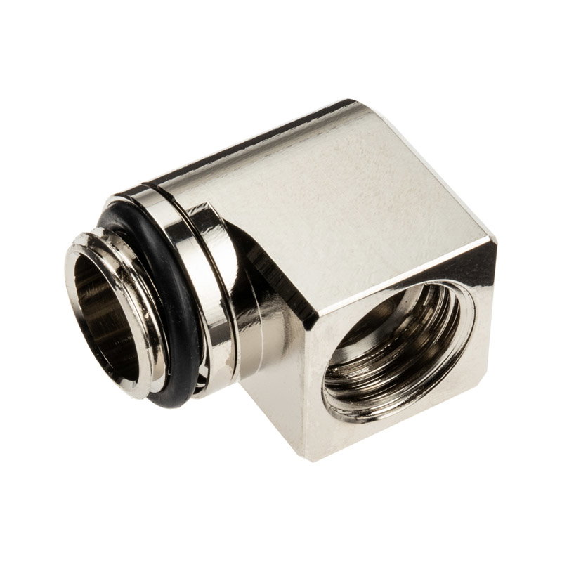 EK Water Blocks EK-Torque Micro Adapter 90 Grad G1/4 inches AG auf G1/4 inches IG - drehbar, nickel
