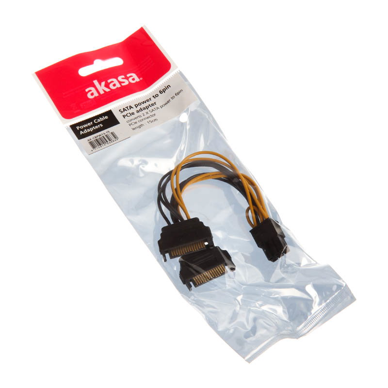 Akasa 2x 15-Pin-SATA auf 1x 6-Pin-PCIe Adapter