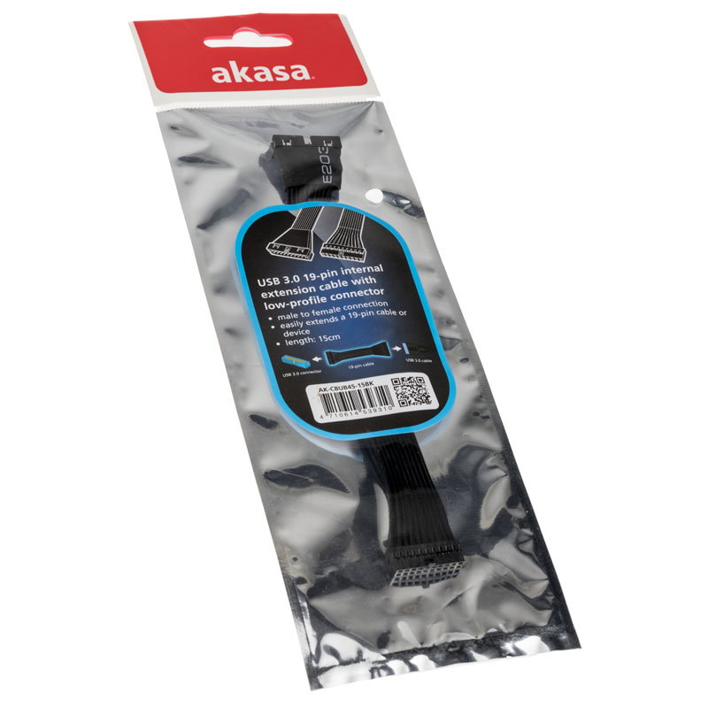 Akasa USB 3.0 19-pin 15cm extension low-profile connector