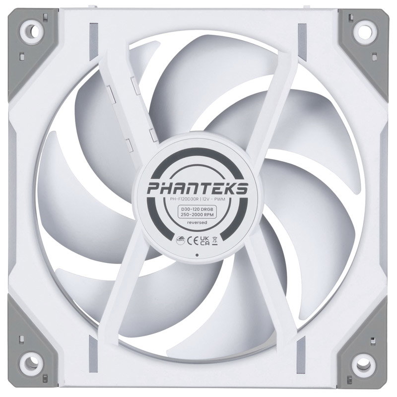 PHANTEKS D30 PWM Reverse Airflow D-RGB fan, Triple Pack - 120mm, white