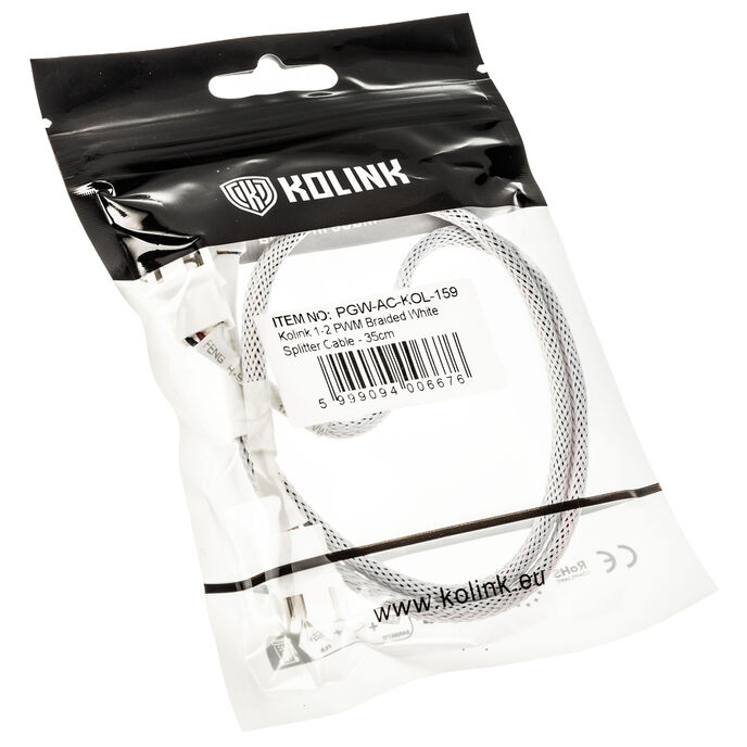 Kolink 1-2 PWM fan Splittercable - 35cm, geflochten, white