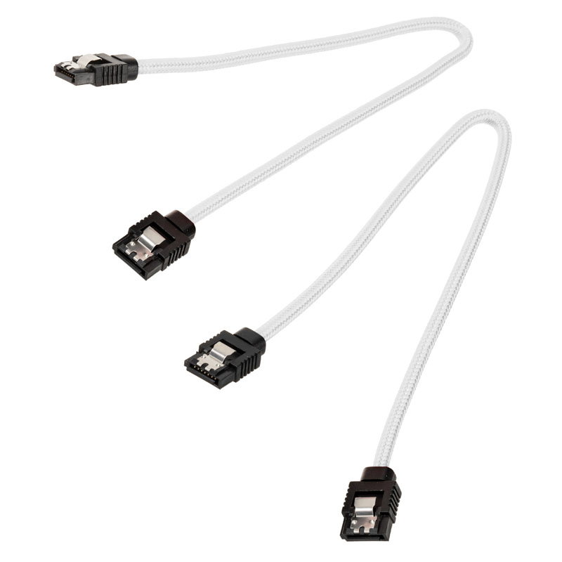 Corsair Premium Sleeved SATA-cable, white 30cm - 2er Pack