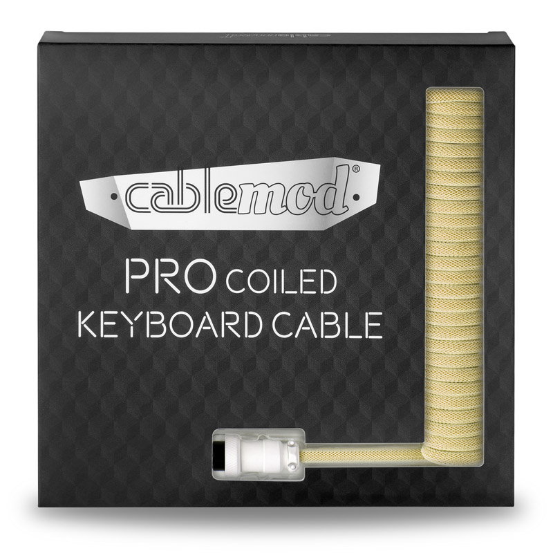CableMod PRO Coiled Keyboard Cable USB-C to USB Type A, Lemon Ice - 150cm