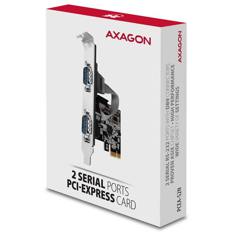 AXAGON PCEA-S2N PCIe-Adapter with 2x Seriell-Ports - ASIX AX99100 chipset