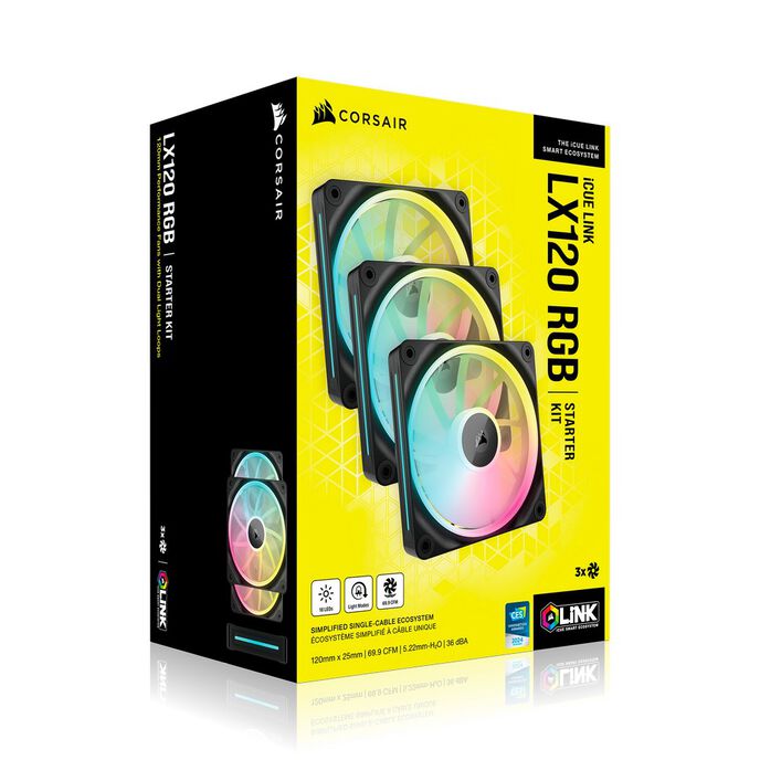 Corsair iCUE Link LX120 RGB, PWM fan, 3er Pack - 120mm, black
