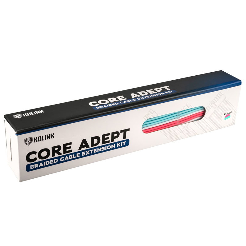 Kolink Core Adept Braided Cable Extension Kit - Brilliant White/neon Blue/Pure Pink