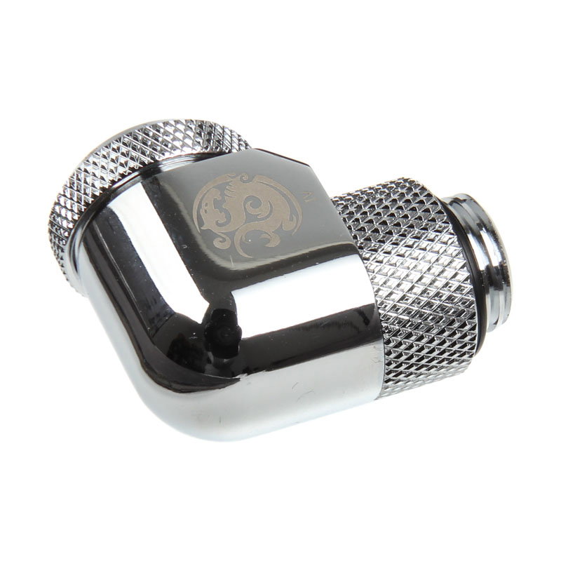 Bitspower Multi-Link Adapter Anschluss 90 Grad G1/4 inches AG auf 12mm AD Hardtube - drehbar, silver