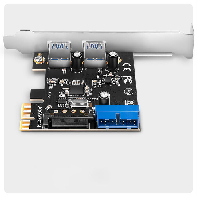 AXAGON PCEU-232RS expansion card, PCIe 4.0 x1, 4x USB 3.0, 2x internal - black