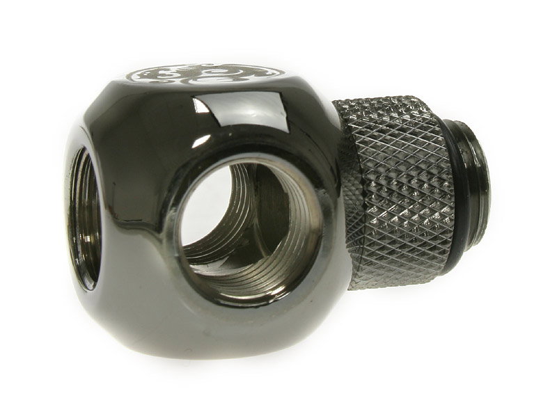 Bitspower Adapter Q-Splitter G1/4 inches AG auf 3x G1/4 inches IG - drehbar, black glossy