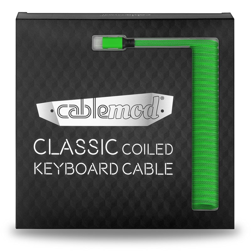 CableMod Classic Coiled Keyboard Cable USB-C to USB Type A, Viper Green - 150cm