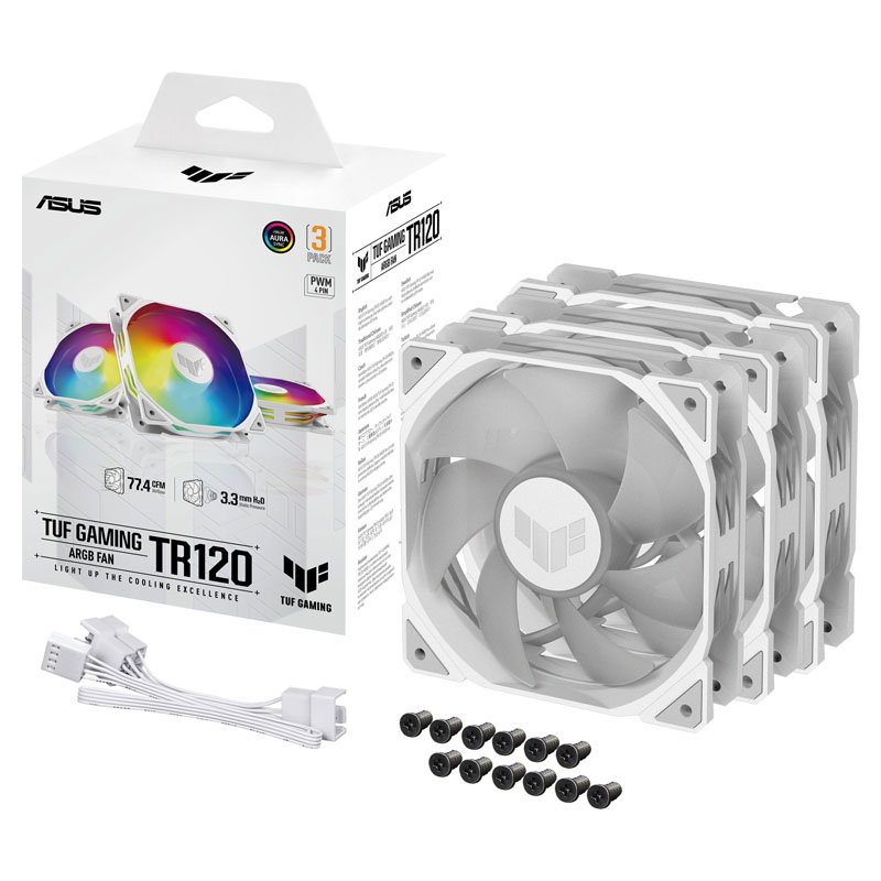 ASUS TUF Gaming TR120, PWM ARGB fan 3er Pack - 120mm, white