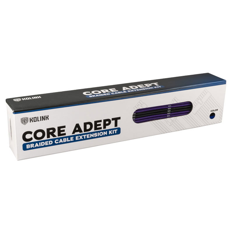 Kolink Core Adept Braided Cable Extension Kit - Jet Black/Titan Purple