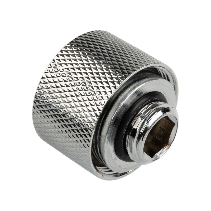 Alphacool HT Anschluss gerade G1/4 inches AG auf 16mm AD Hardtube - gerndelt, silver glossy