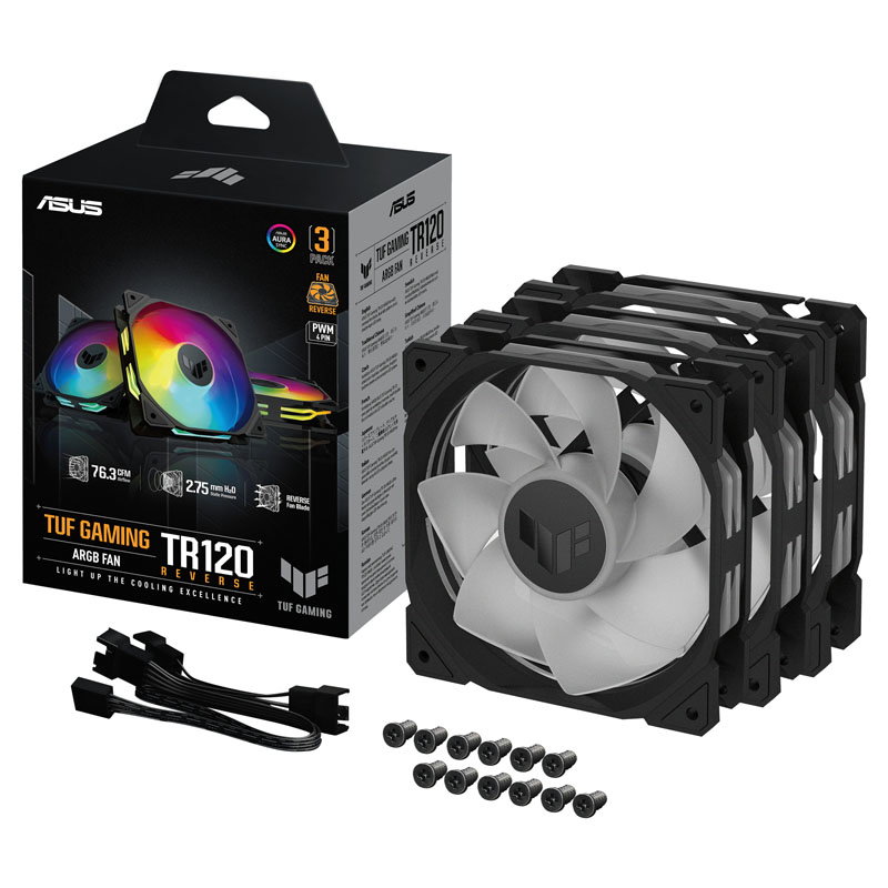 ASUS TUF Gaming TR120 Reverse, PWM ARGB fan 3er Pack - 120mm, black