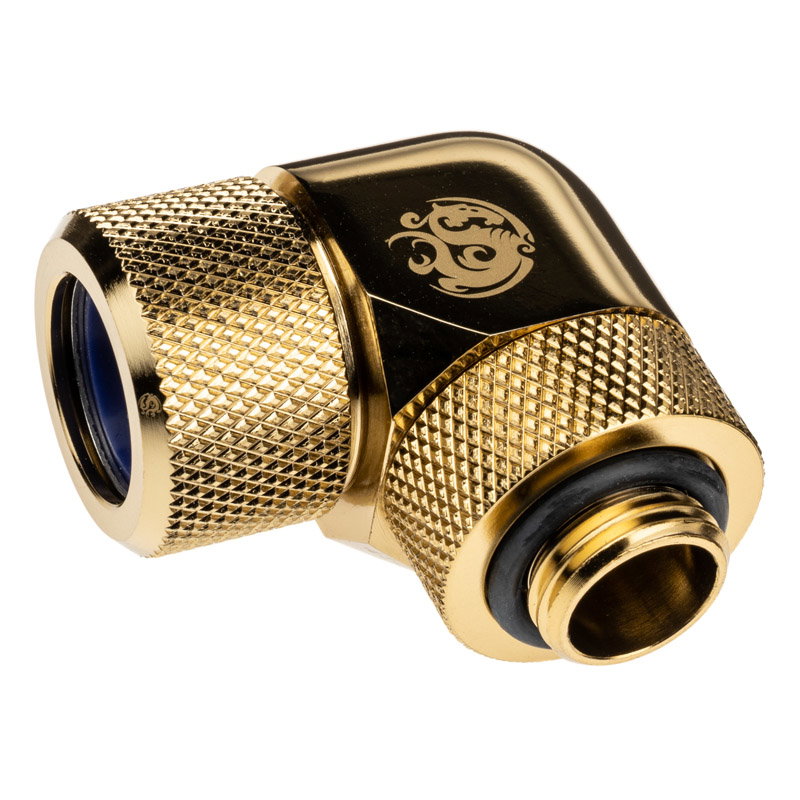 Bitspower Advanced Multi-Link Adapter Anschluss 90 Grad G1/4 inches AG auf 14mm AD Hardtube - drehbar, Messing