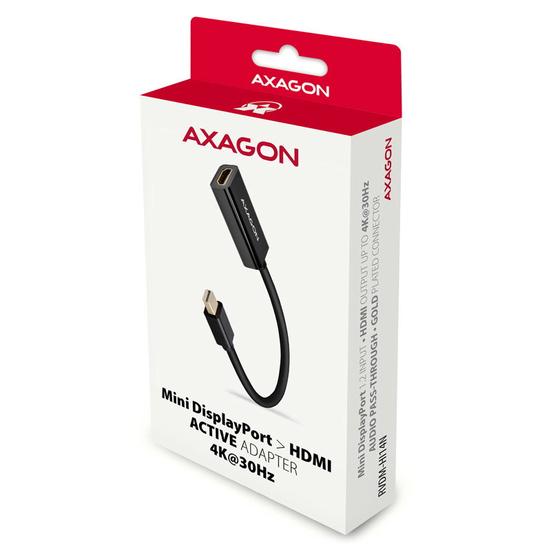 AXAGON RVDM-HI14N Mini-DisplayPort zu HDMI Adapter, 4K/30 Hz, 15 cm lang - black