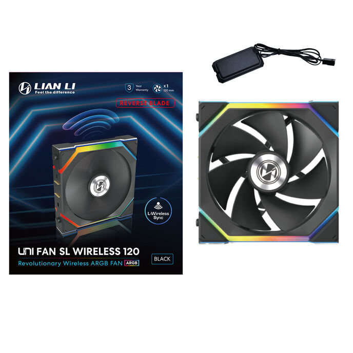 Lian Li UNI FAN SL Wireless ARGB PWM fan - Reverse Blade, 120 mm, black